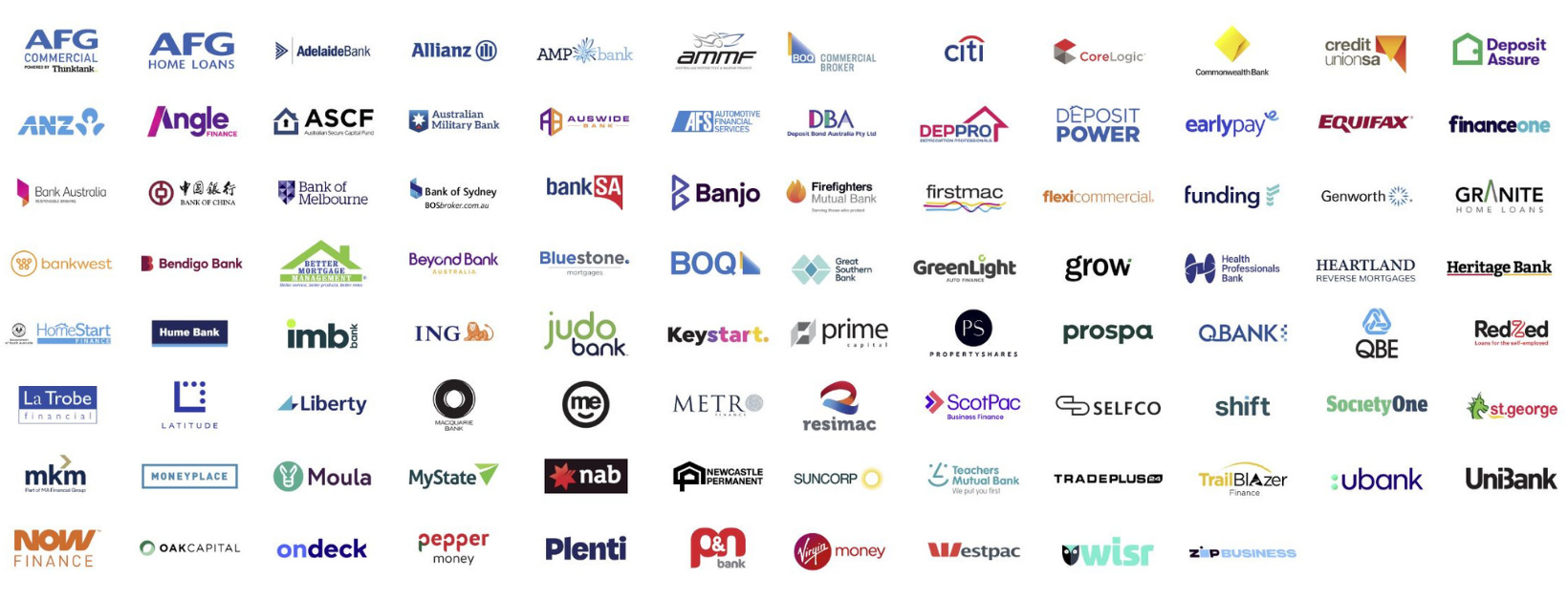A selection of the lenders and support businesses available through the Davies Home Loans panel